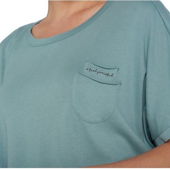 Peace Love World Short Slv Dolman Tee Chest Pocket - Picture 4 of 4